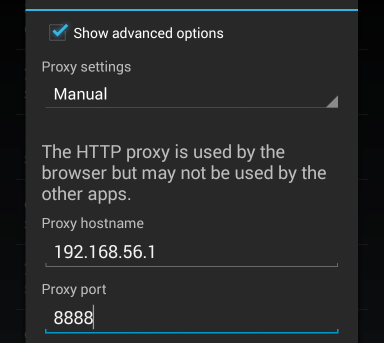 Android network proxy settings
