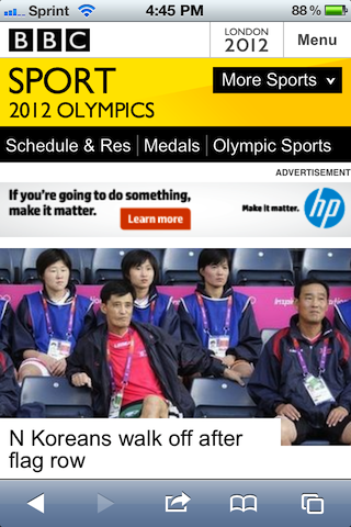 BBC Olympics Mobile Site