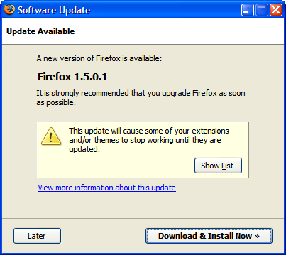 Firefox Update Prompt