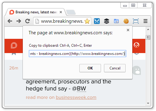 Screenshot of Copy Markdown Link Bookmarklet