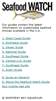 Seafood Watch Mobile Website