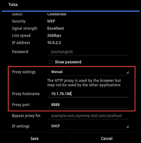 Manual Proxy Settings