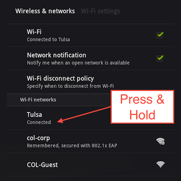 Tap and hold on your Wi-Fi connection