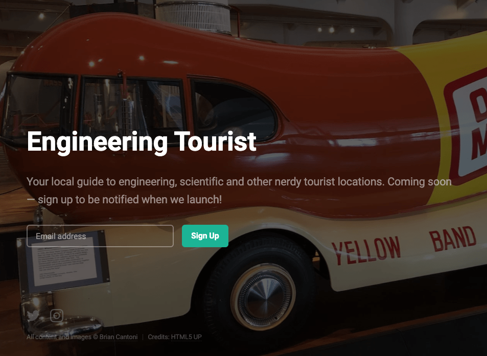 Screenshot of engineering tourist website