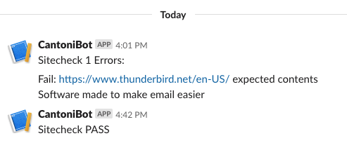 screenshot of slack notifications