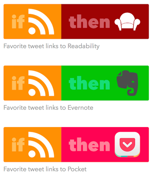 Screenshot of IFTTT example recipes